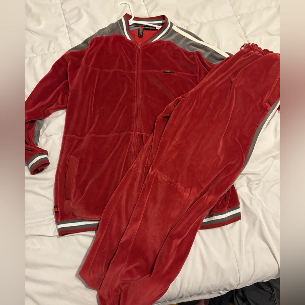Men's Red Velour Bomber Jacket